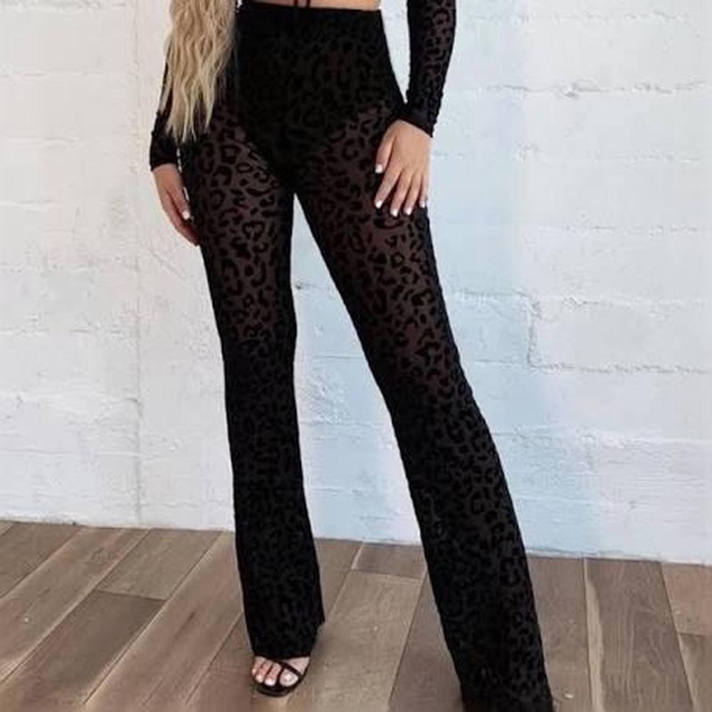Tiger Mist Black Flare Pants with Sparkly Texture